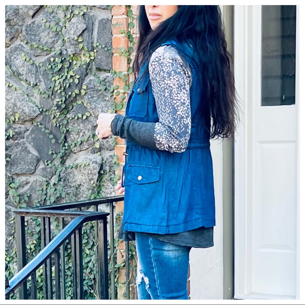 Chic anorak denim hooded vest - Picture 3 of 6